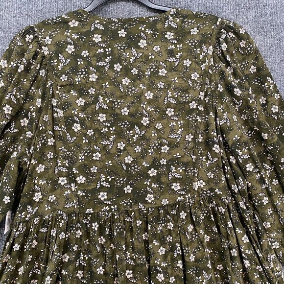 Old Navy Dress‎ Womens XL Green Floral V-Neck Boho Cottagecore Peasant Western - Picture 6 of 10